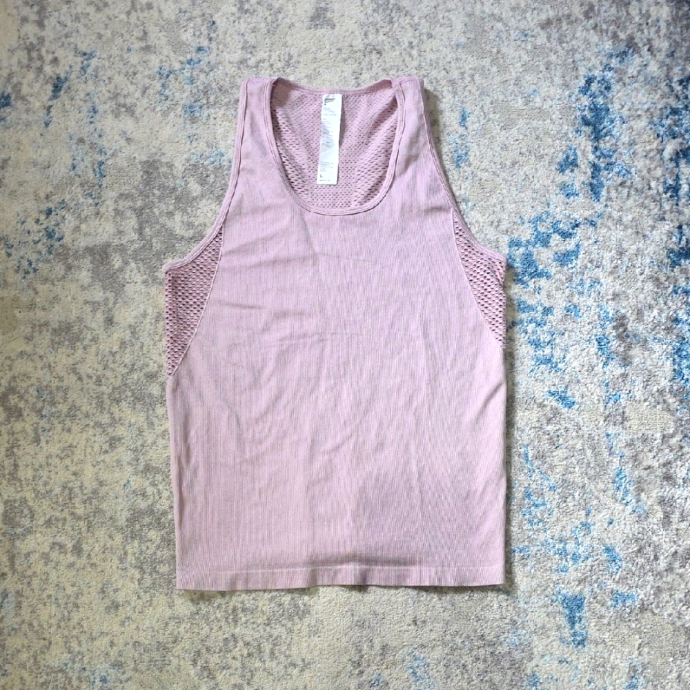 Fabletics Women's Size Large Musetta Seamless Openwork Tank Dusty Rose Color